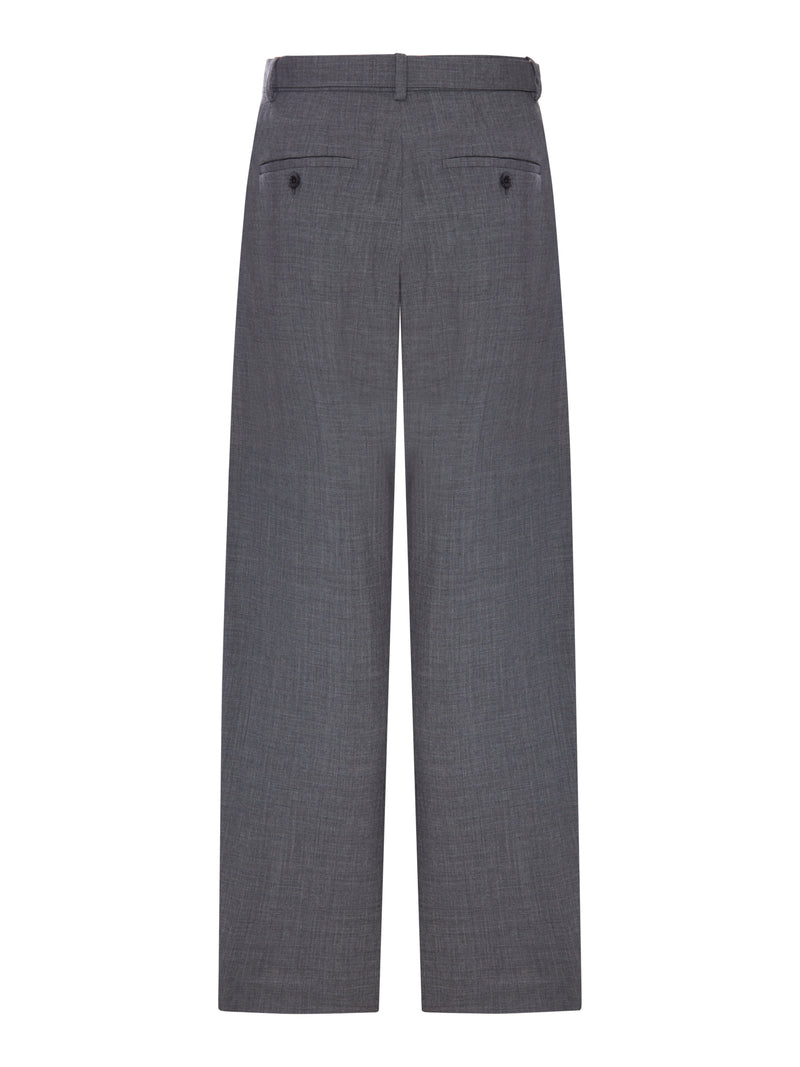 Sacai Women Wide-Leg Wool-Blend Trousers With A Belt SACAI