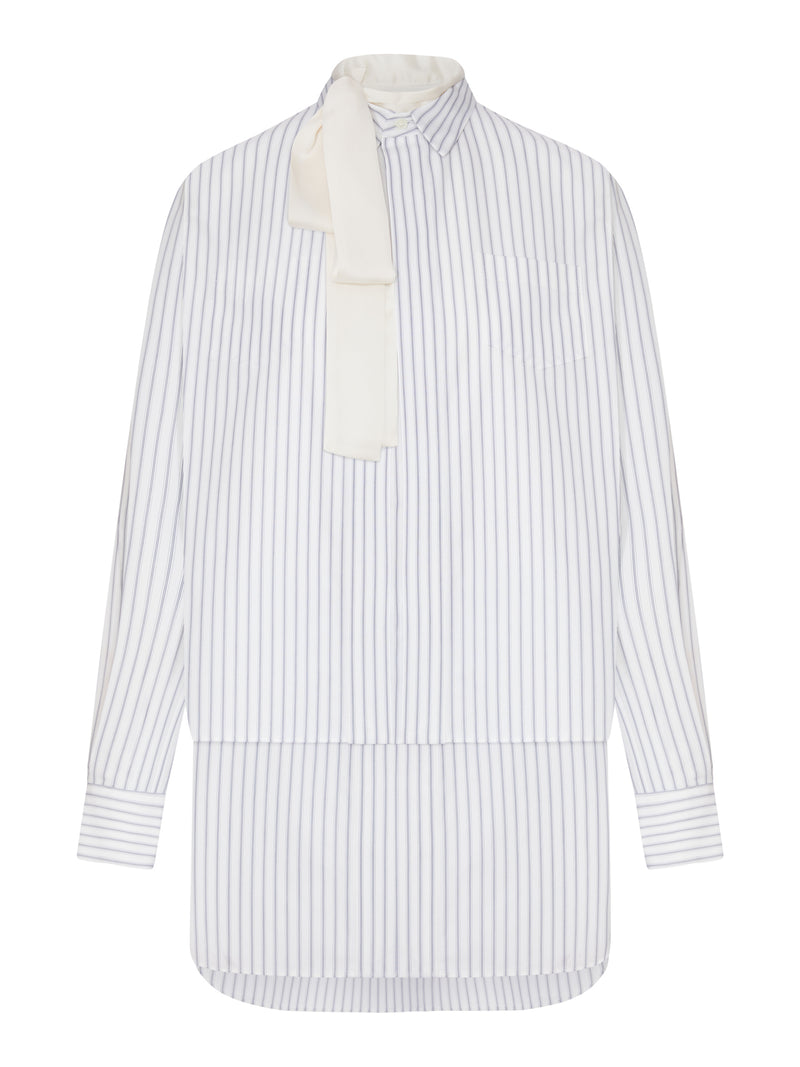Sacai Women Striped Shirt Dress With Integrated Scarf SACAI