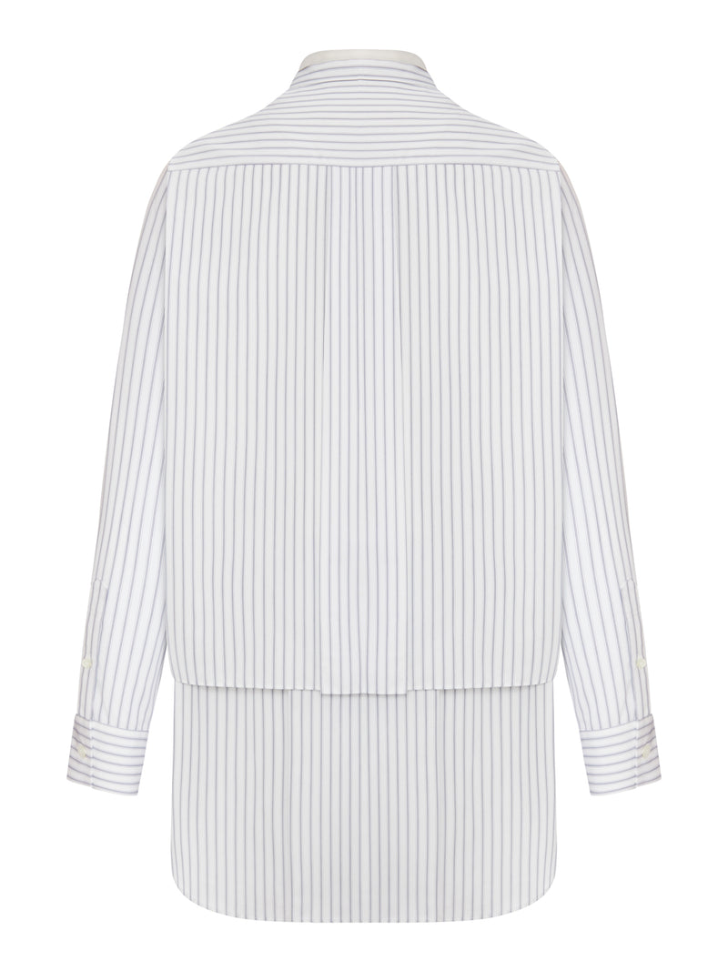 Sacai Women Striped Shirt Dress With Integrated Scarf SACAI