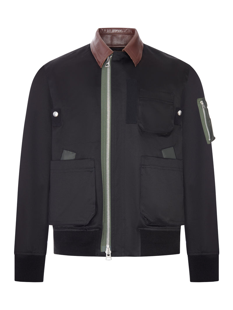 Sacai Men Utility Bomber Jacket With Leather Details SACAI