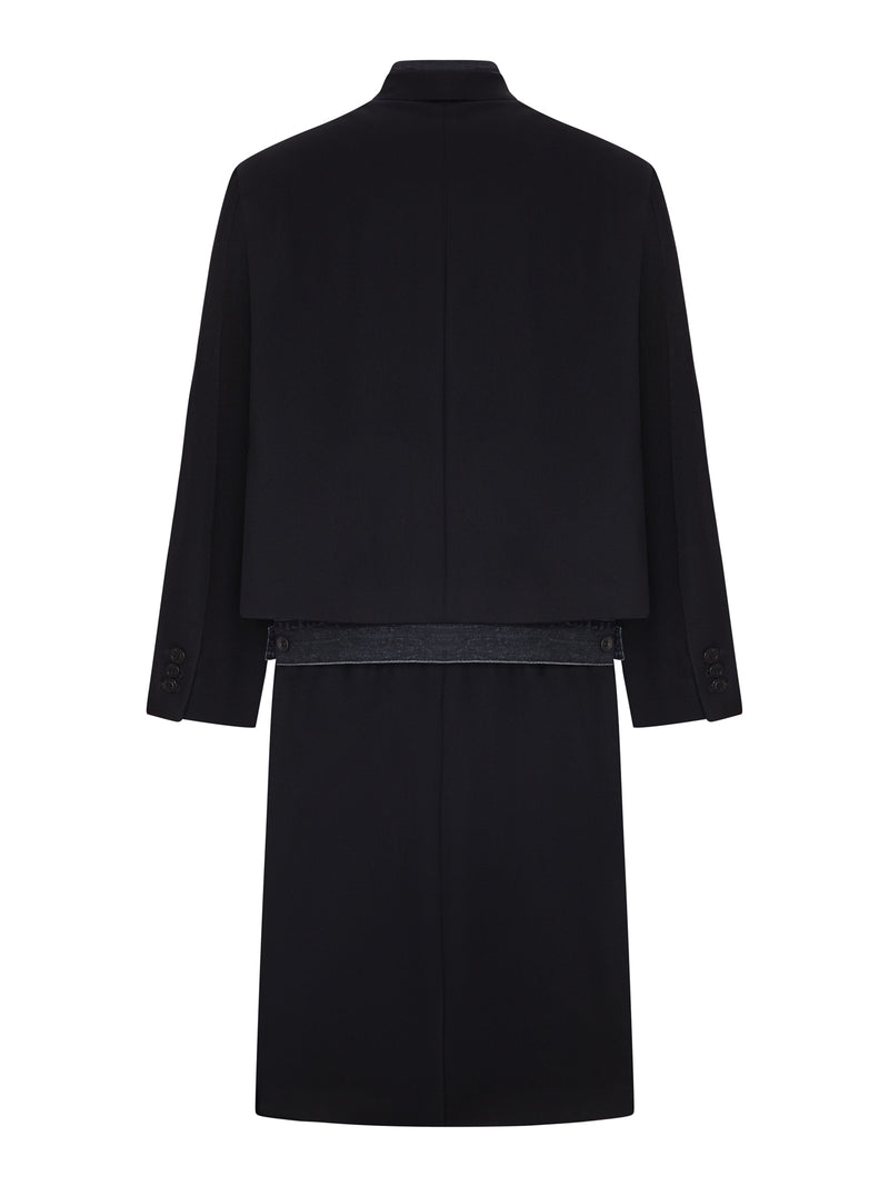 Sacai Men Panelled Coat With Denim Insert SACAI