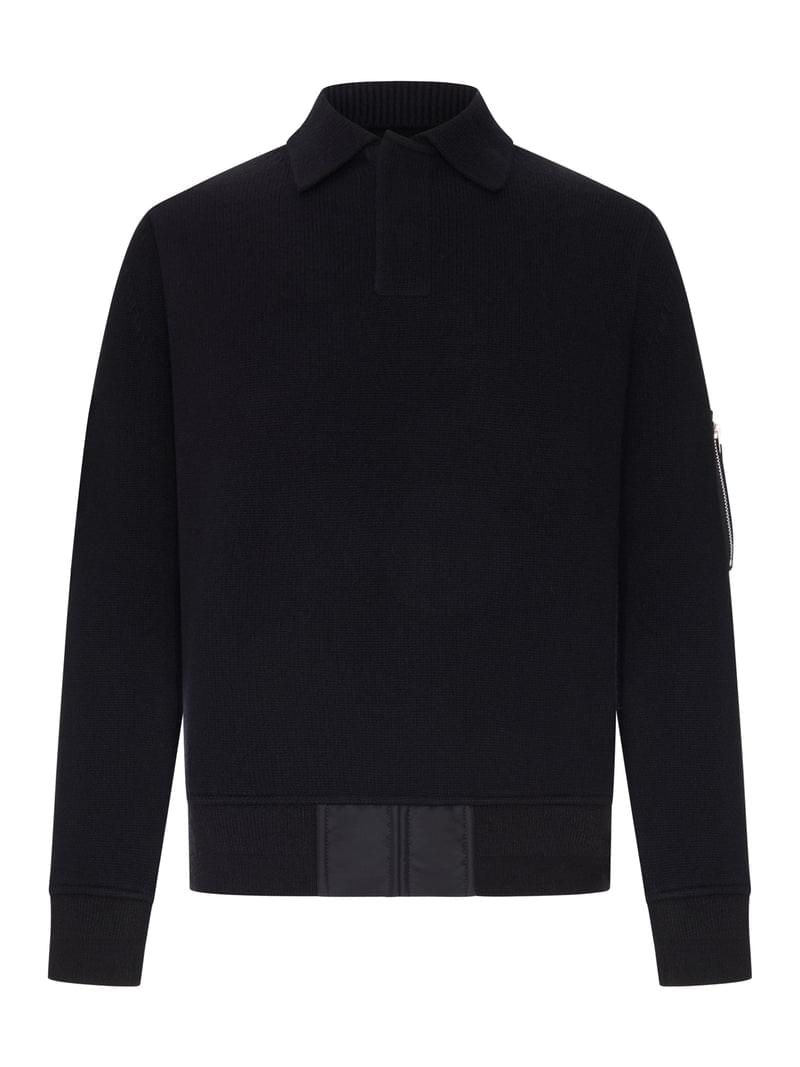 Sacai Men Knitted Polo Shirt With Zip Detail SACAI