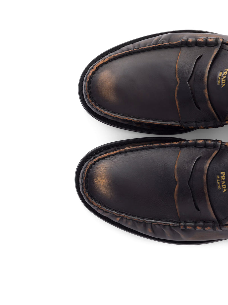 Prada Men Antique Leather Loafers PRADA