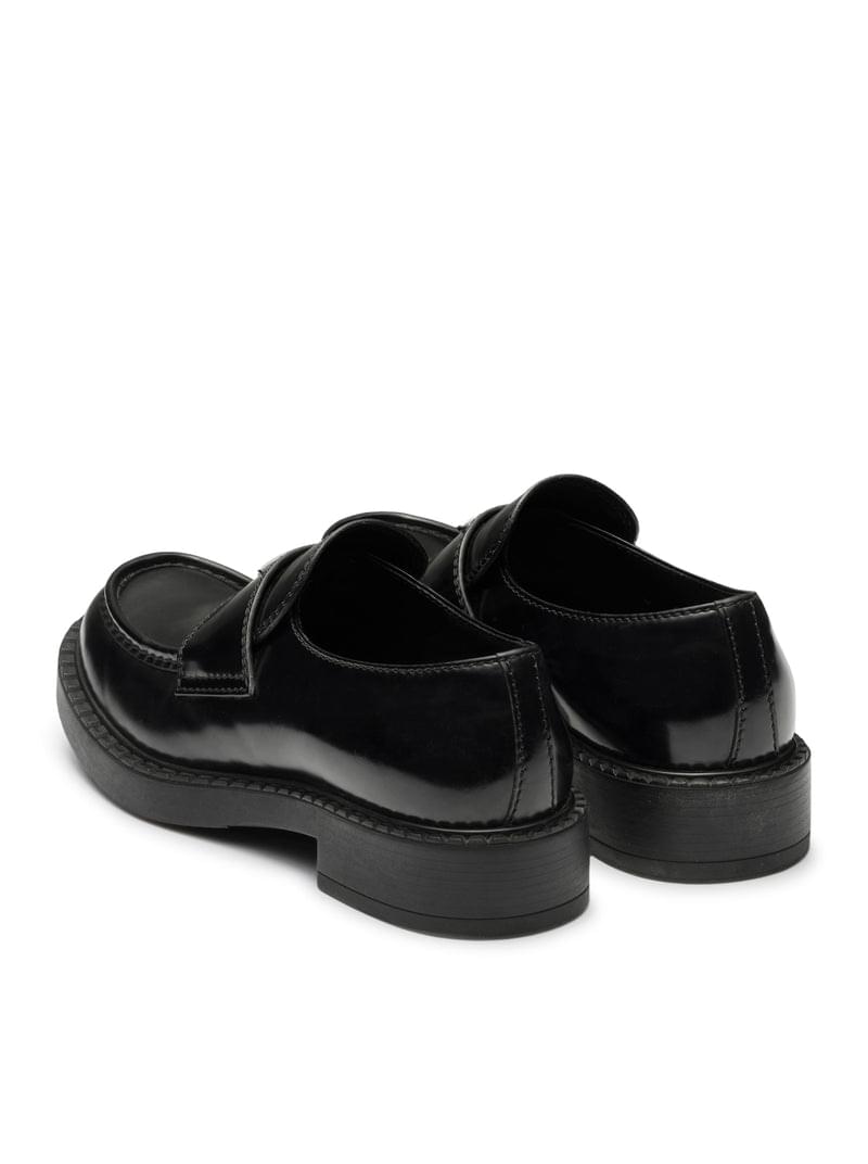 Prada Men Brushed Leather Loafers With Logo PRADA