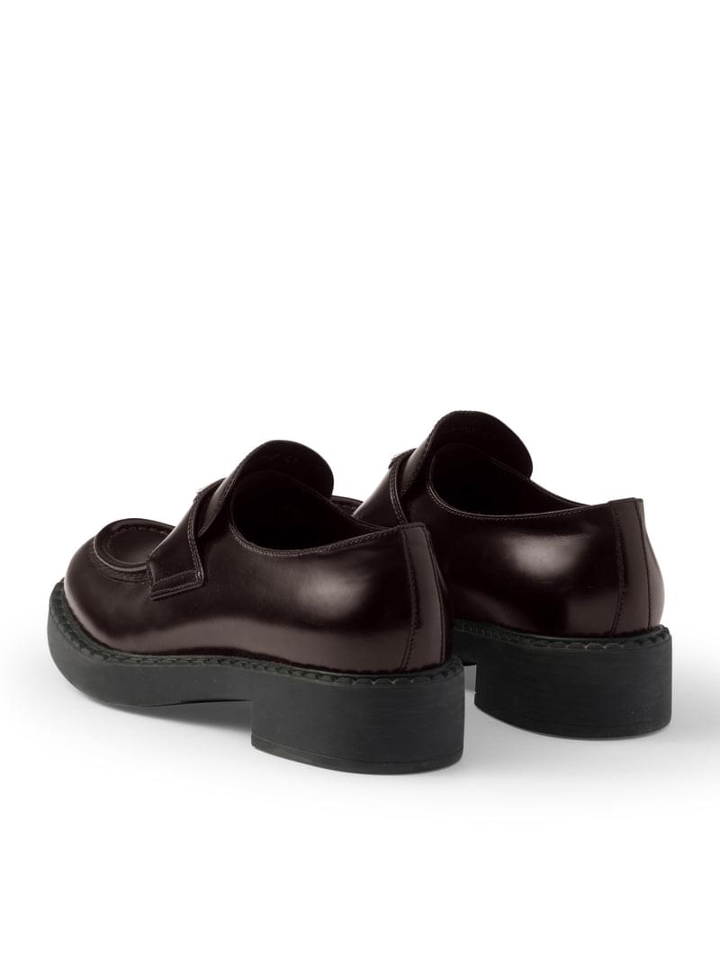 Prada Men Brushed Leather Loafers With Logo PRADA
