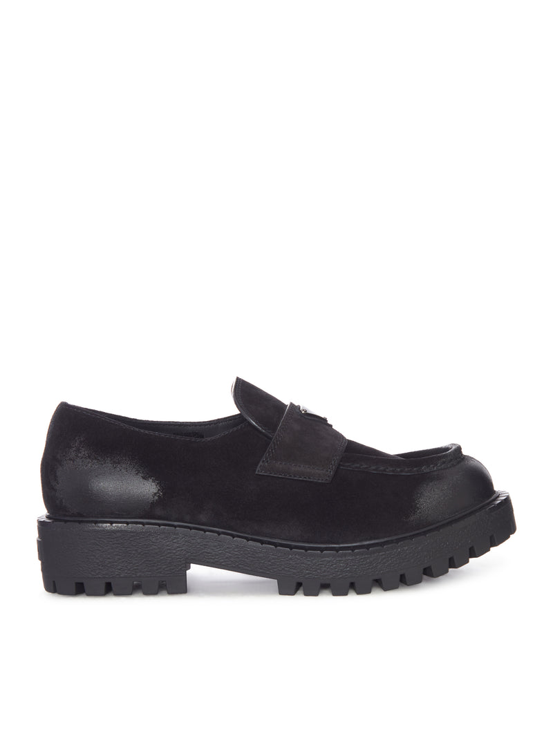 Prada Men Suede Loafers With A Distressed Finish PRADA