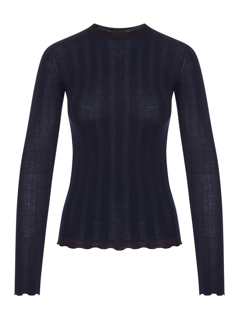 Prada Women Ribbed Knit Top With Logo PRADA