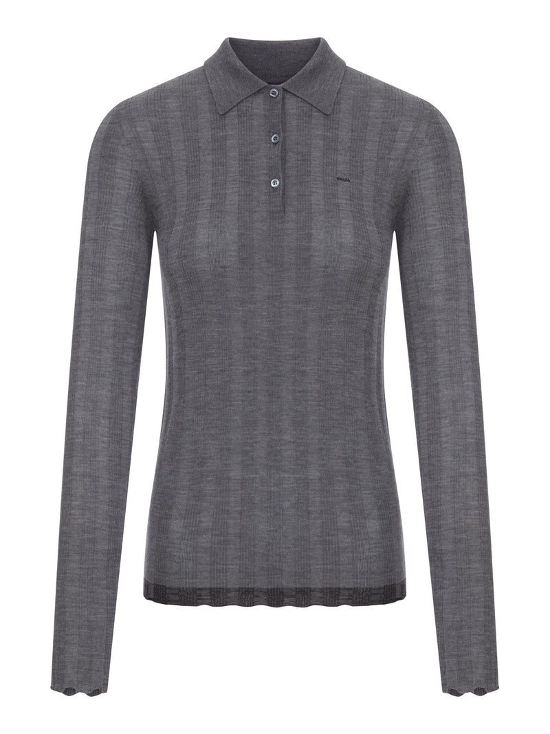Prada Women Ribbed Knit Polo Shirt With Logo PRADA