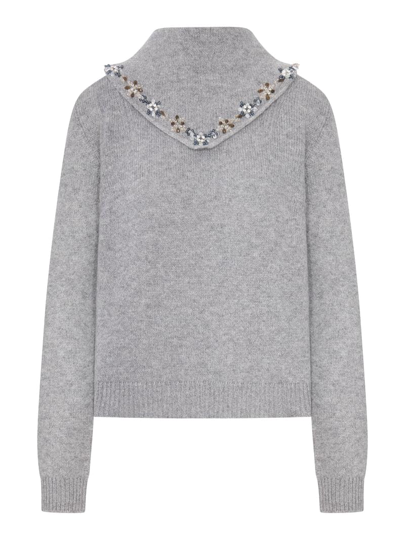 Prada Women Cashmere Sweater With Embroidered Scarf PRADA