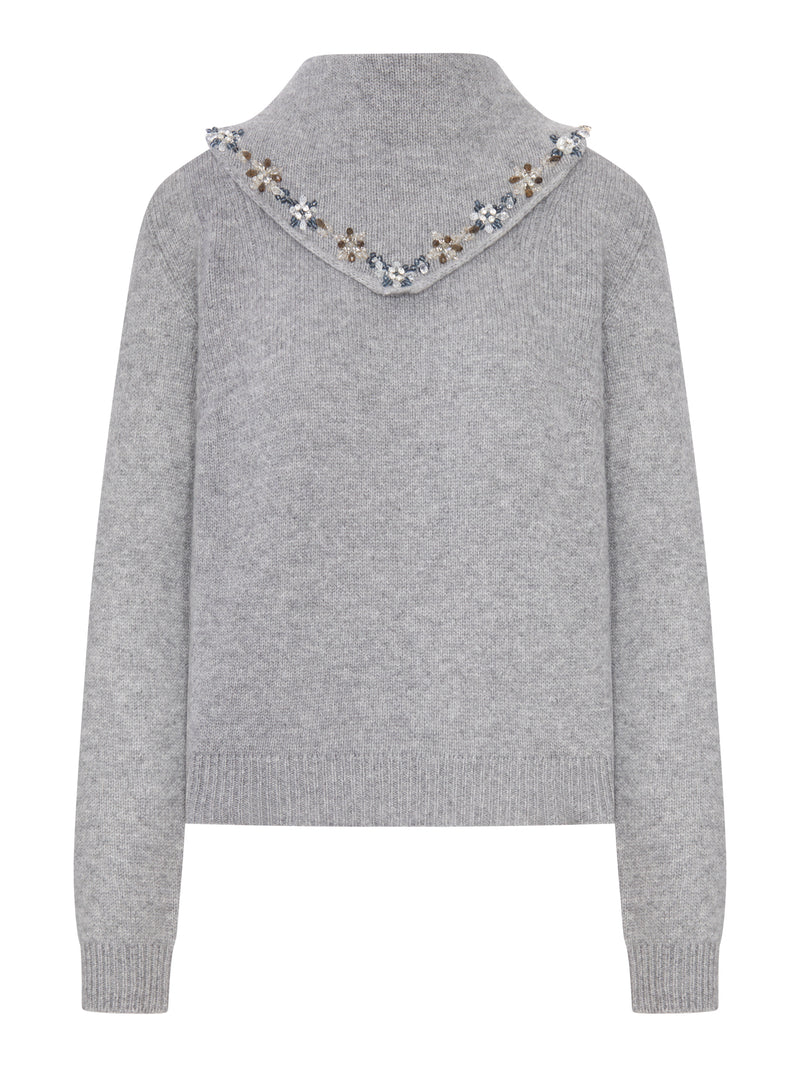 Prada Women Cashmere Sweater With Embroidered Scarf PRADA