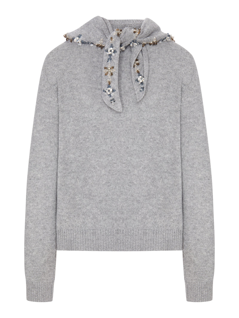 Prada Women Cashmere Sweater With Embroidered Scarf PRADA