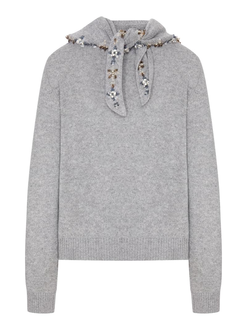 Prada Women Cashmere Sweater With Embroidered Scarf PRADA