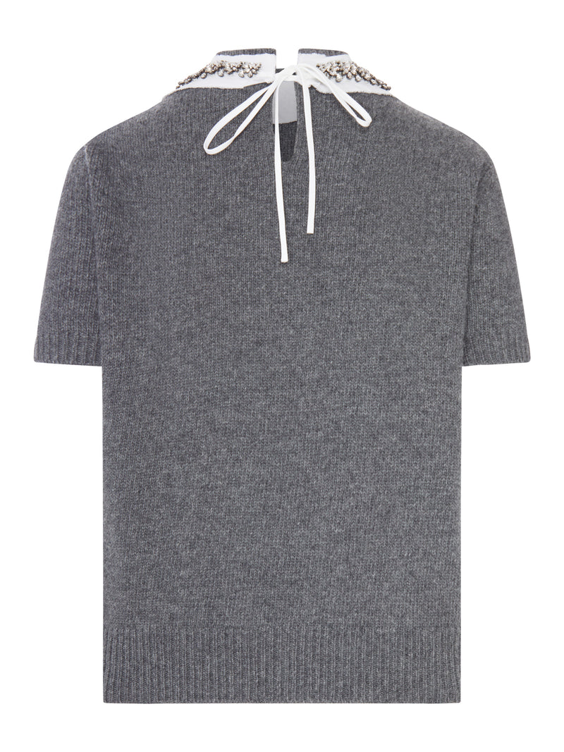 Prada Women Cashmere Sweater With Jewel Neckline PRADA