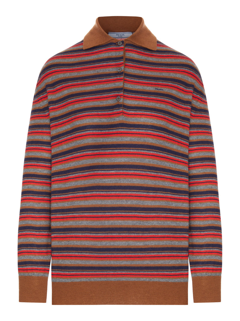 Prada Women Striped Cashmere Polo Shirt PRADA