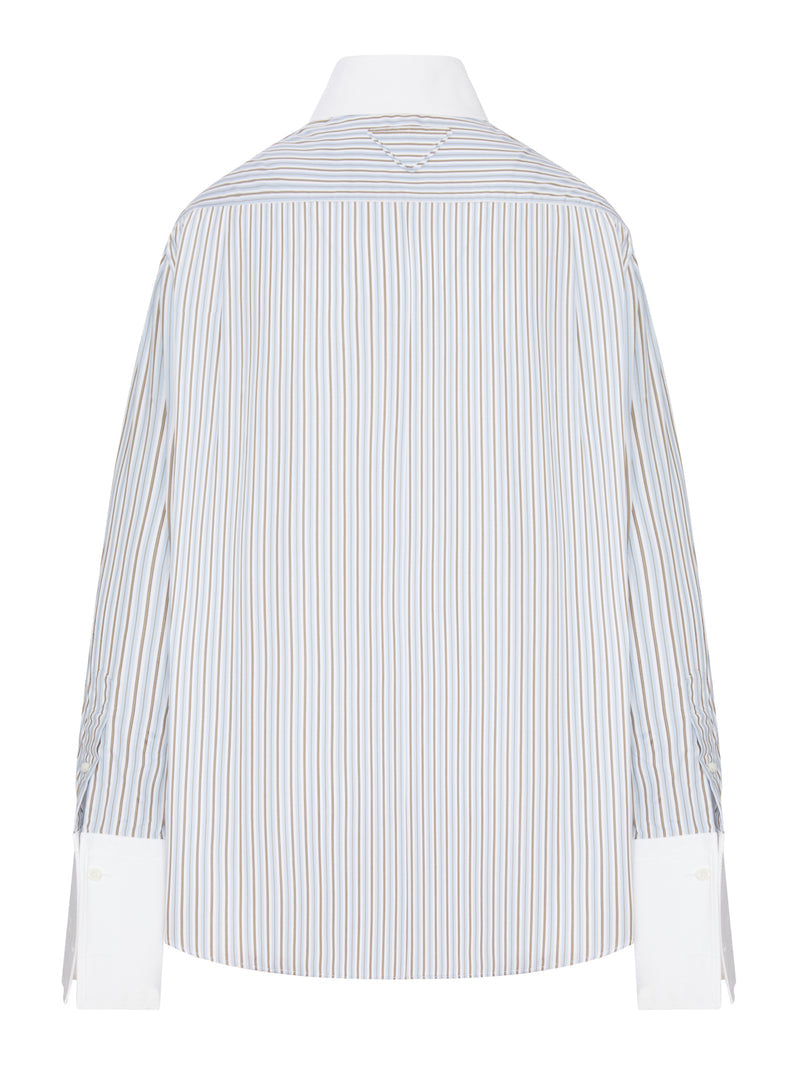 Prada Women Striped Cotton Shirt With Contrasting Cuffs PRADA