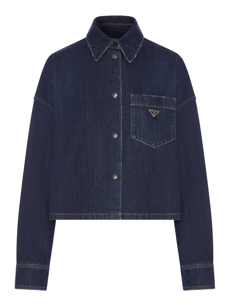 Prada Women Denim Shirt With Logo PRADA