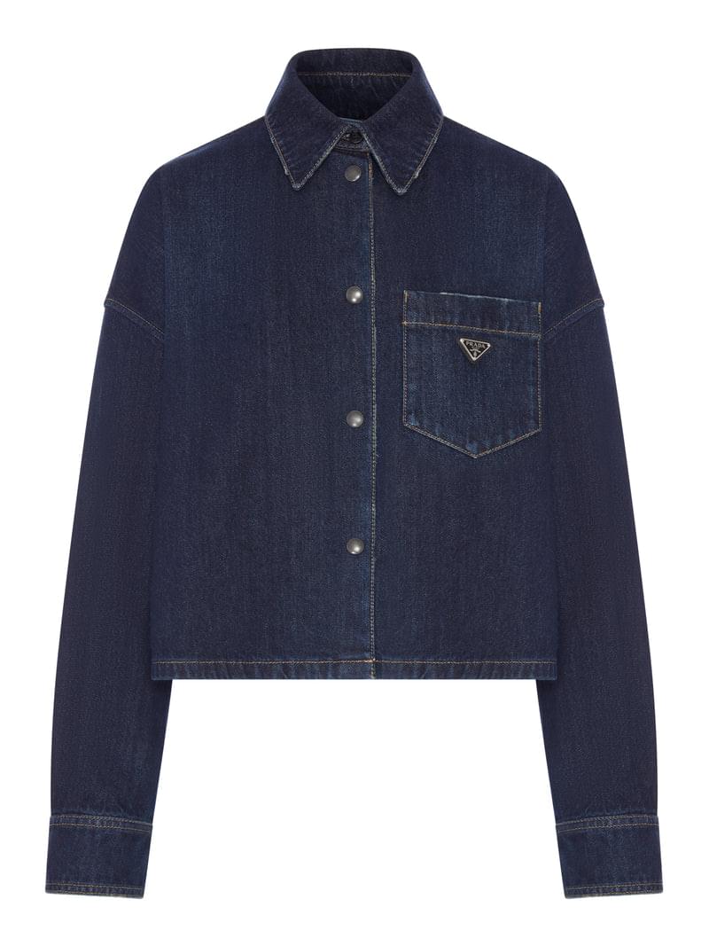 Prada Women Denim Shirt With Logo PRADA