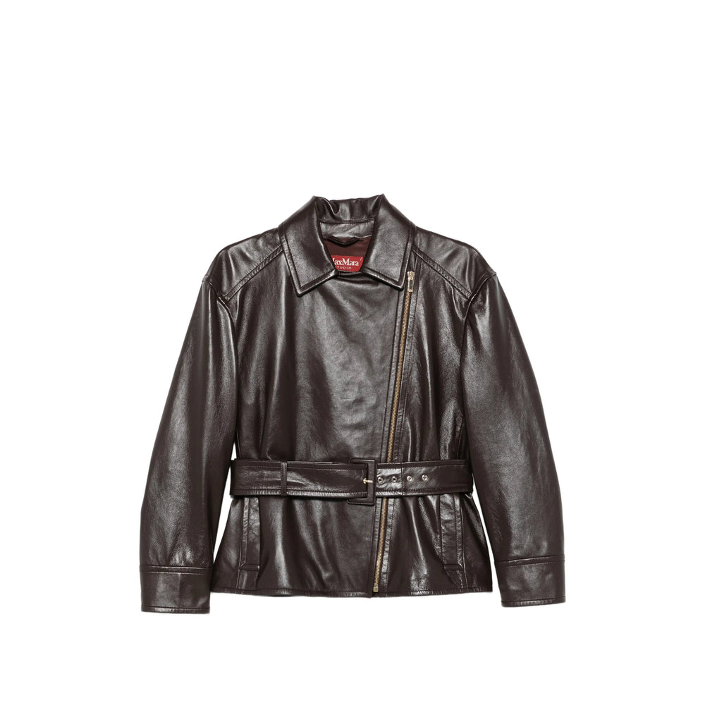 Max Mara Studio Brown Jackets - Leather Jackets Women MAX MARA STUDIO