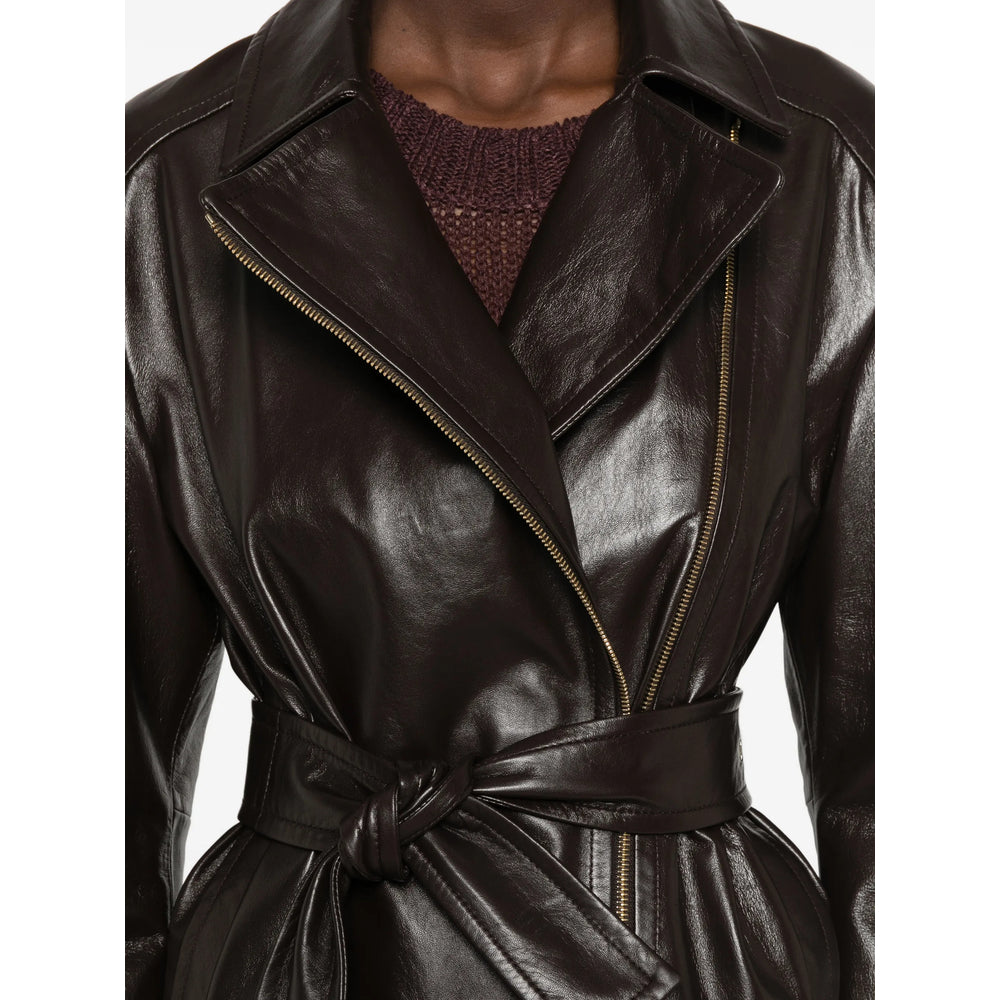 Max Mara Studio Brown Jackets - Leather Jackets Women MAX MARA STUDIO