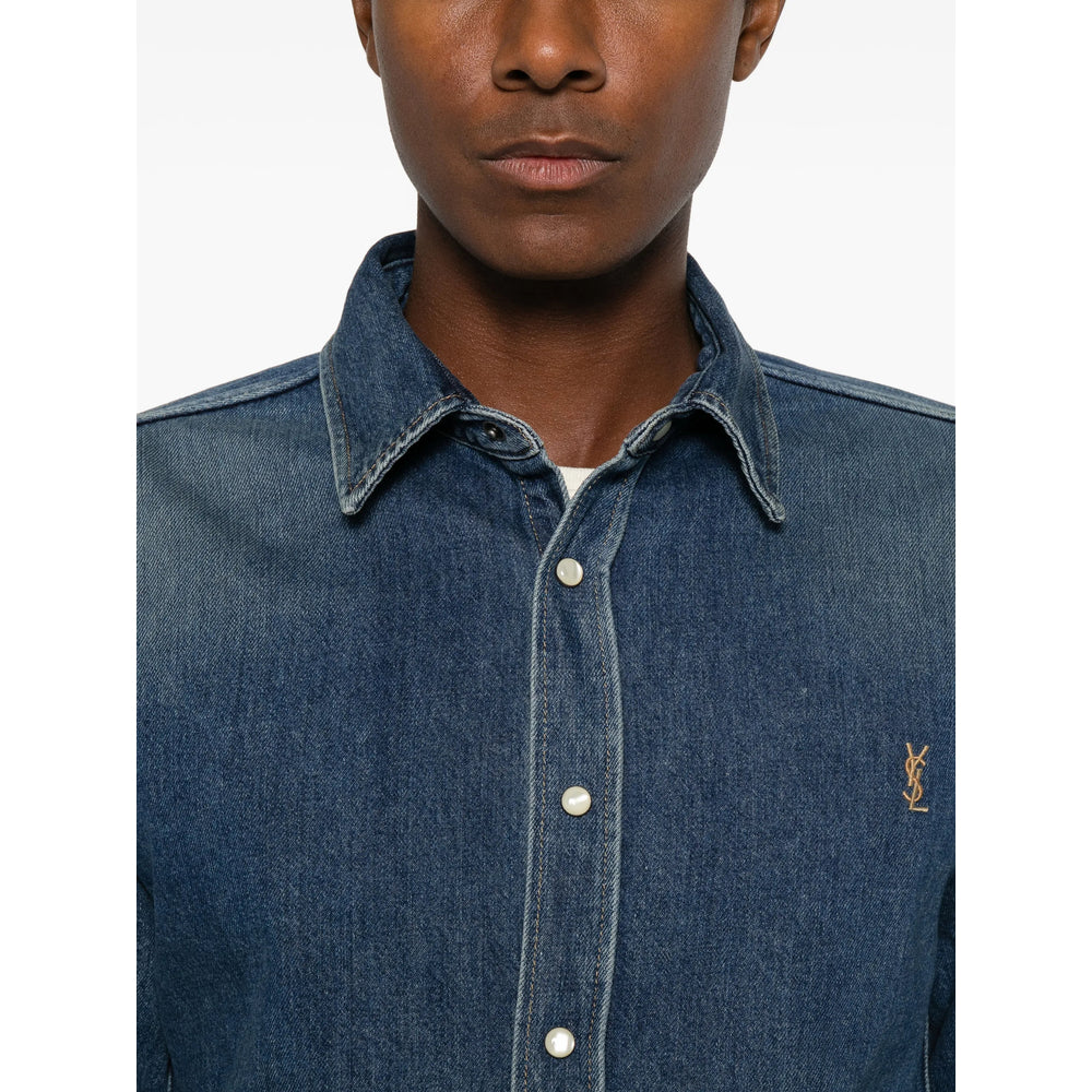 Saint Laurent Blue Shirts Men SAINT LAURENT