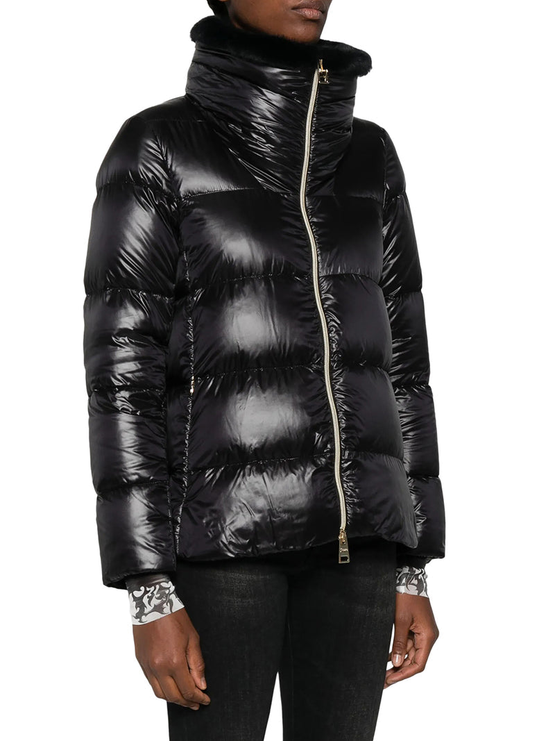 Herno Women Shiny Down Jacket With Fur Collar HERNO