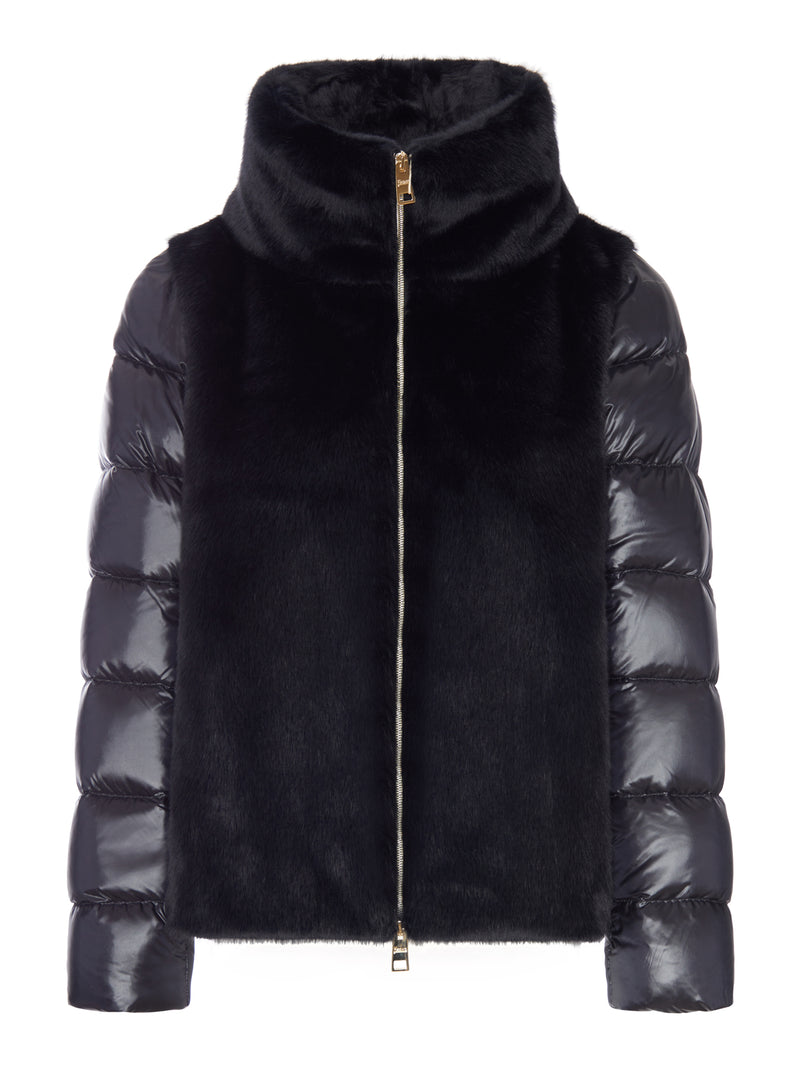 Herno Women Puffer Jacket With Faux Fur Panel HERNO