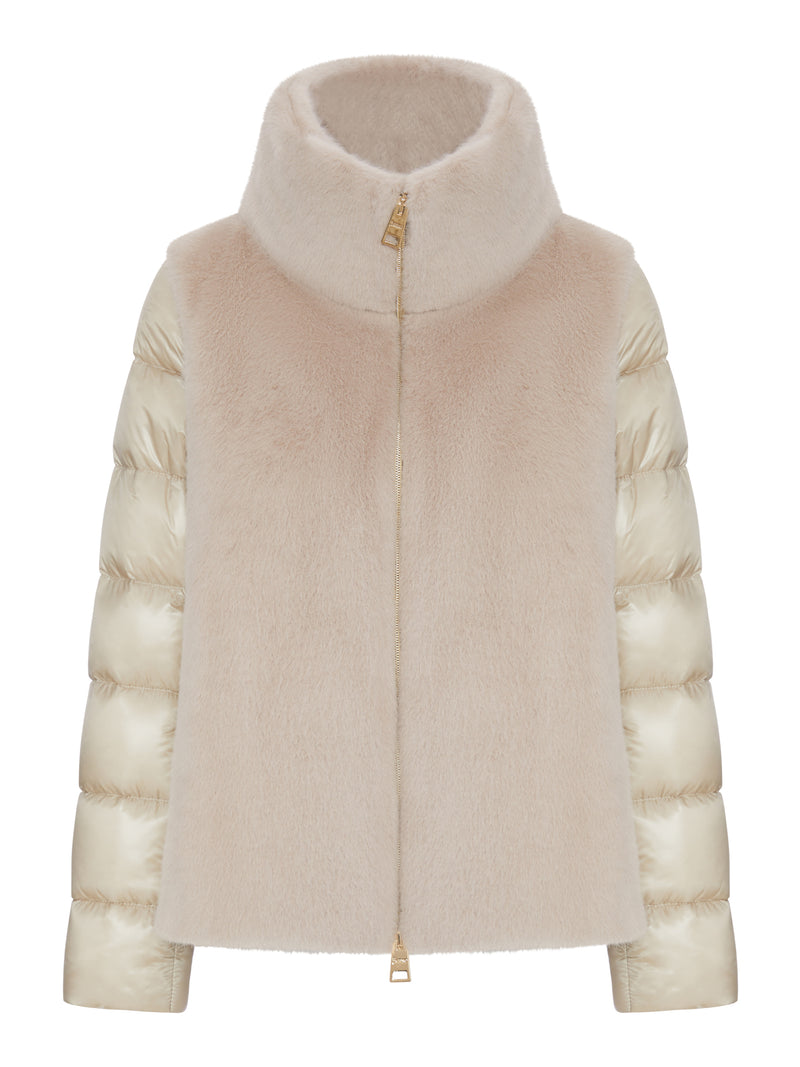 Herno Women Puffer Jacket With Faux Fur Panel HERNO