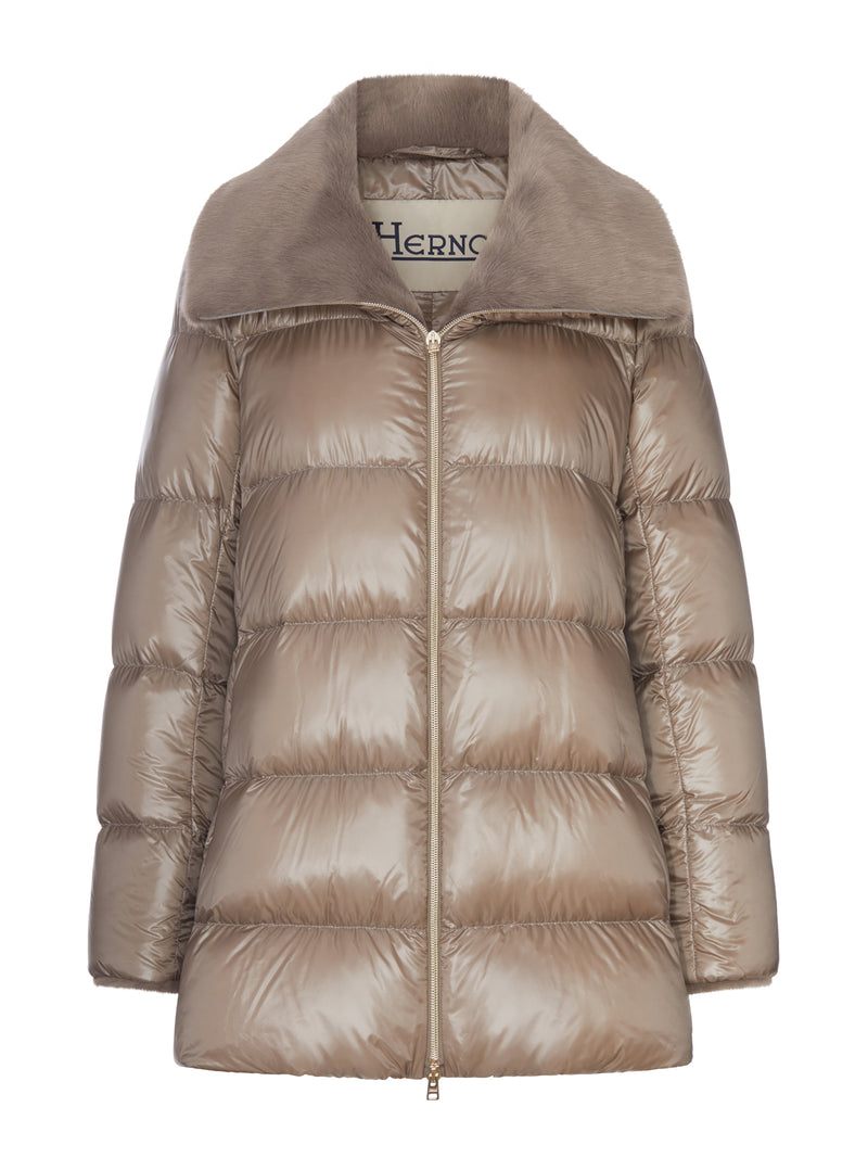 Herno Women Long Puffer Coat With Faux Fur Collar HERNO