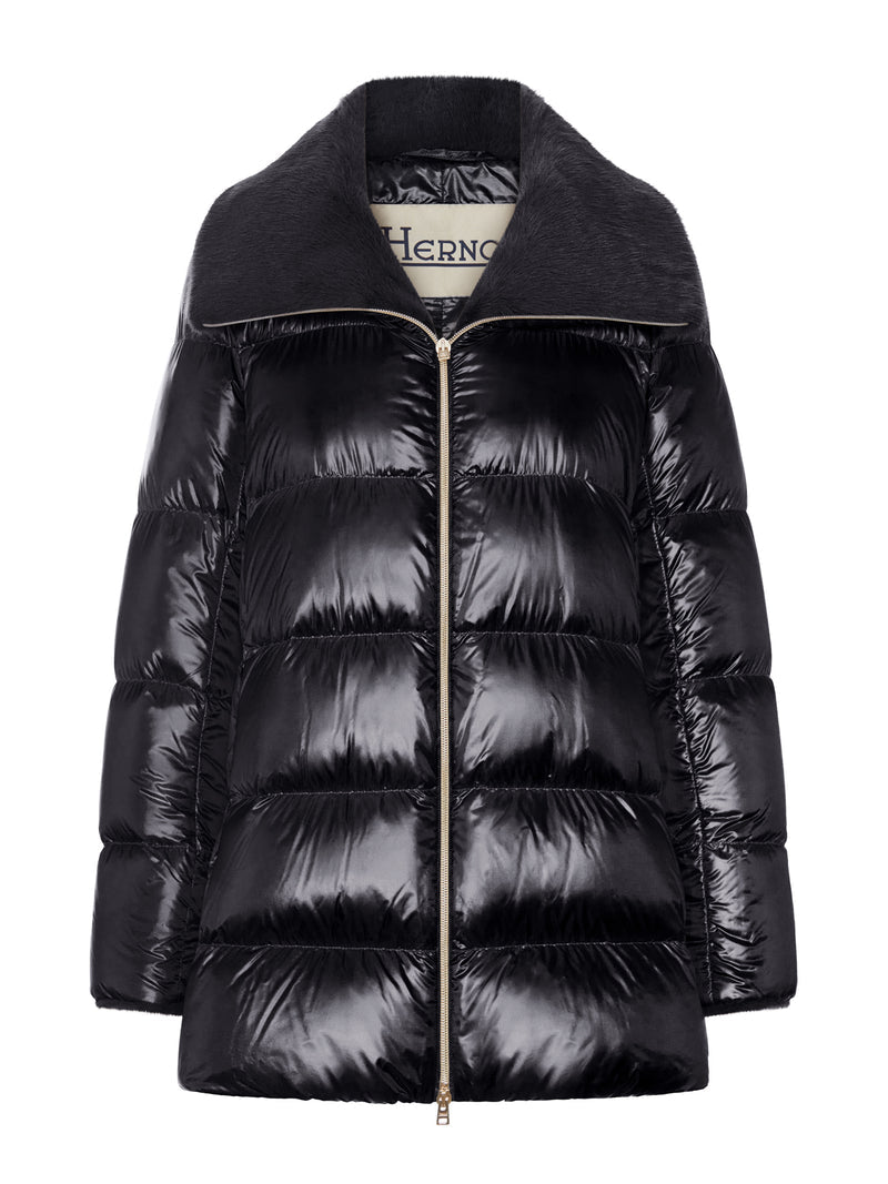 Herno Women Long Puffer Coat With Faux Fur Collar HERNO