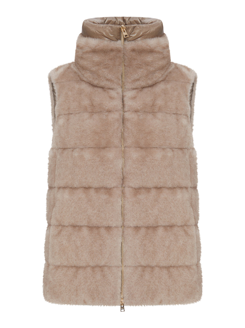 Herno Women Eco-Fur Sleeveless Jacket With Zip HERNO