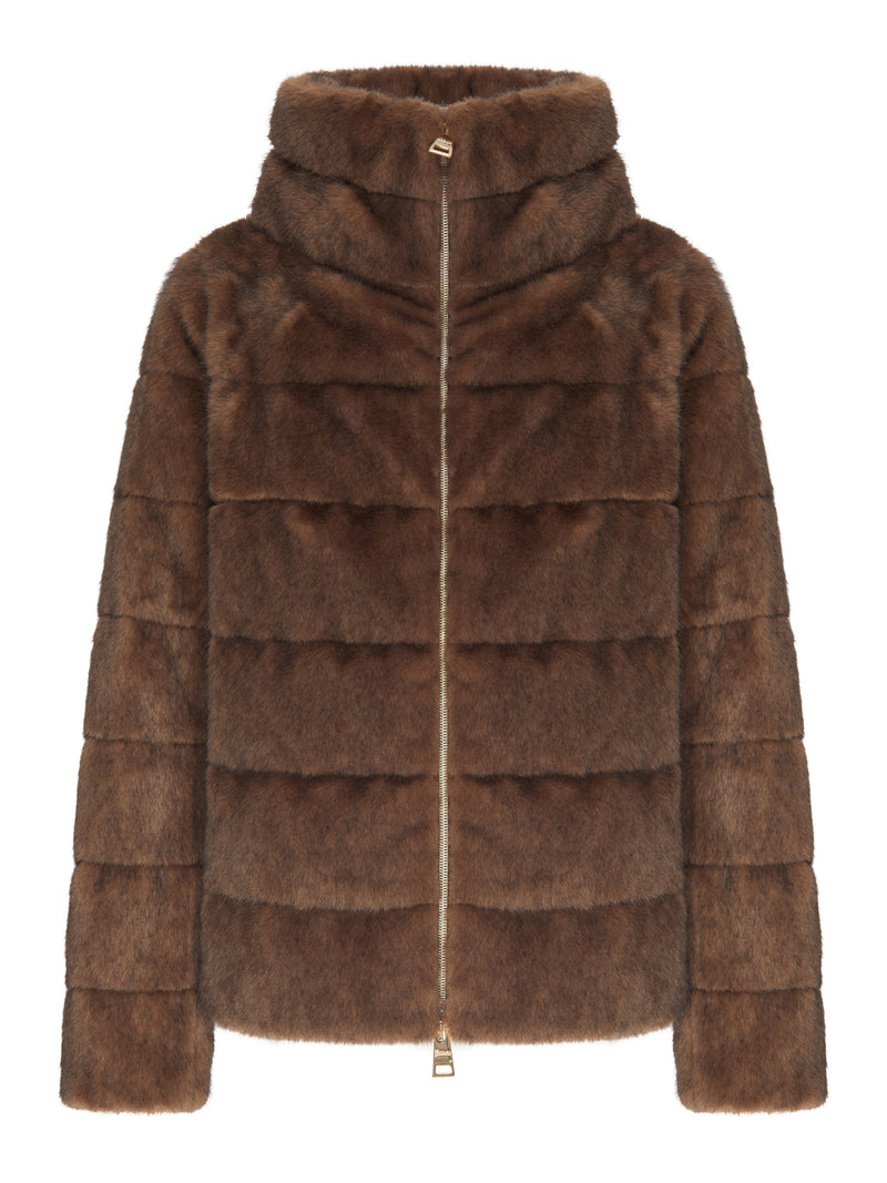 Herno Women Bomber Jacket In Faux Fur HERNO