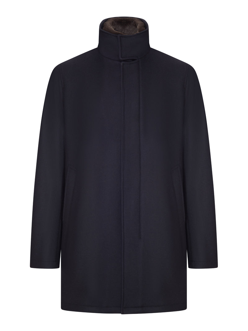 Herno Men Coat With High Collar And Contrasting Interior HERNO