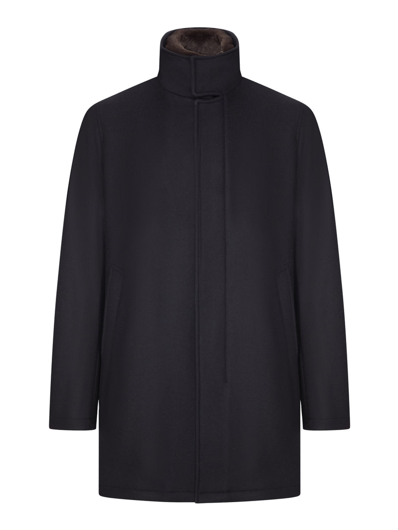 Herno Men Coat With High Collar And Contrasting Interior HERNO