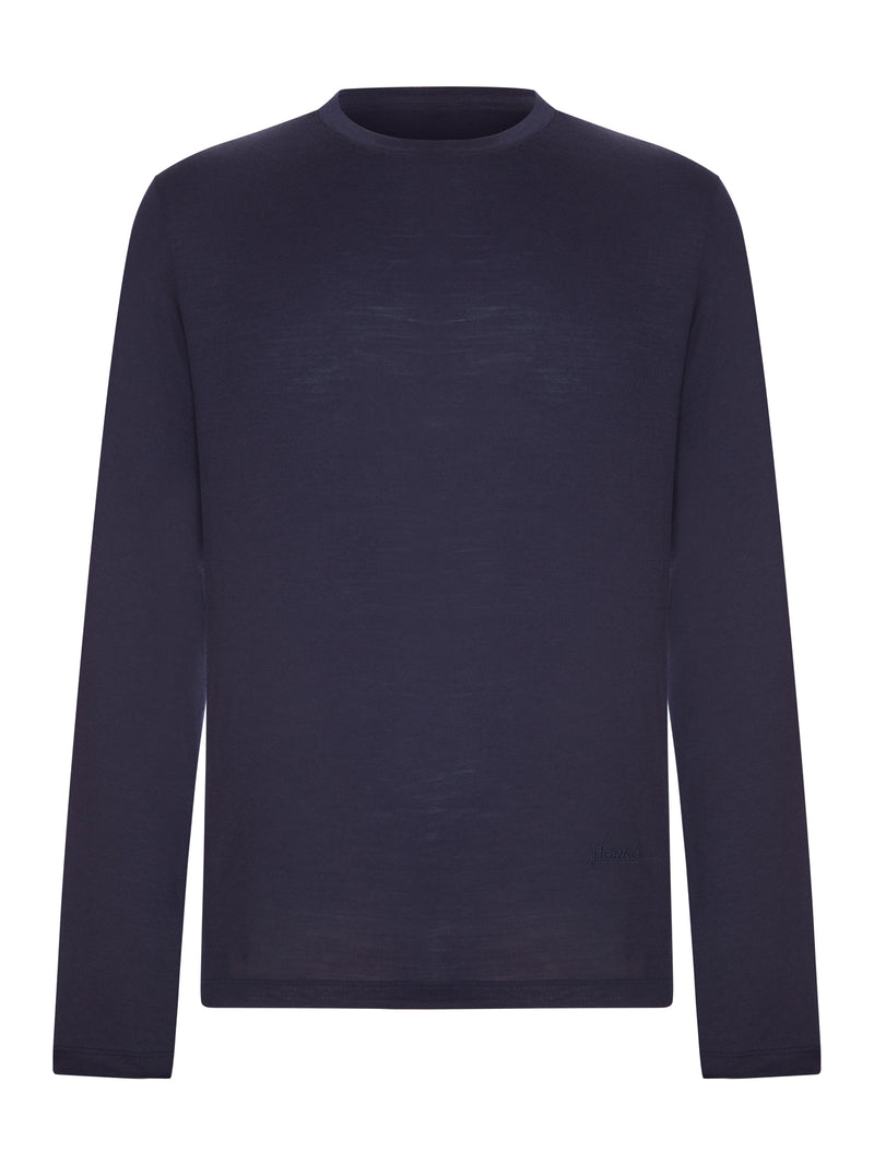 Herno Men Crew Neck Long Sleeved Sweater With Tone-On-Tone Logo HERNO