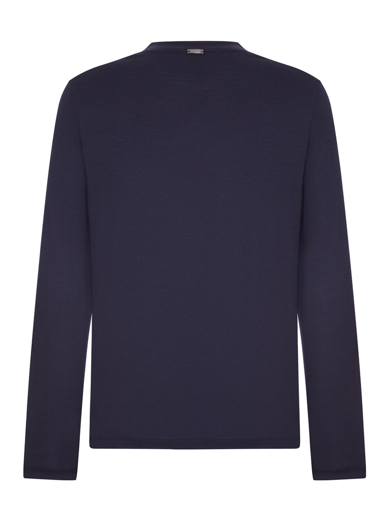 Herno Men Crew Neck Long Sleeved Sweater With Tone-On-Tone Logo HERNO