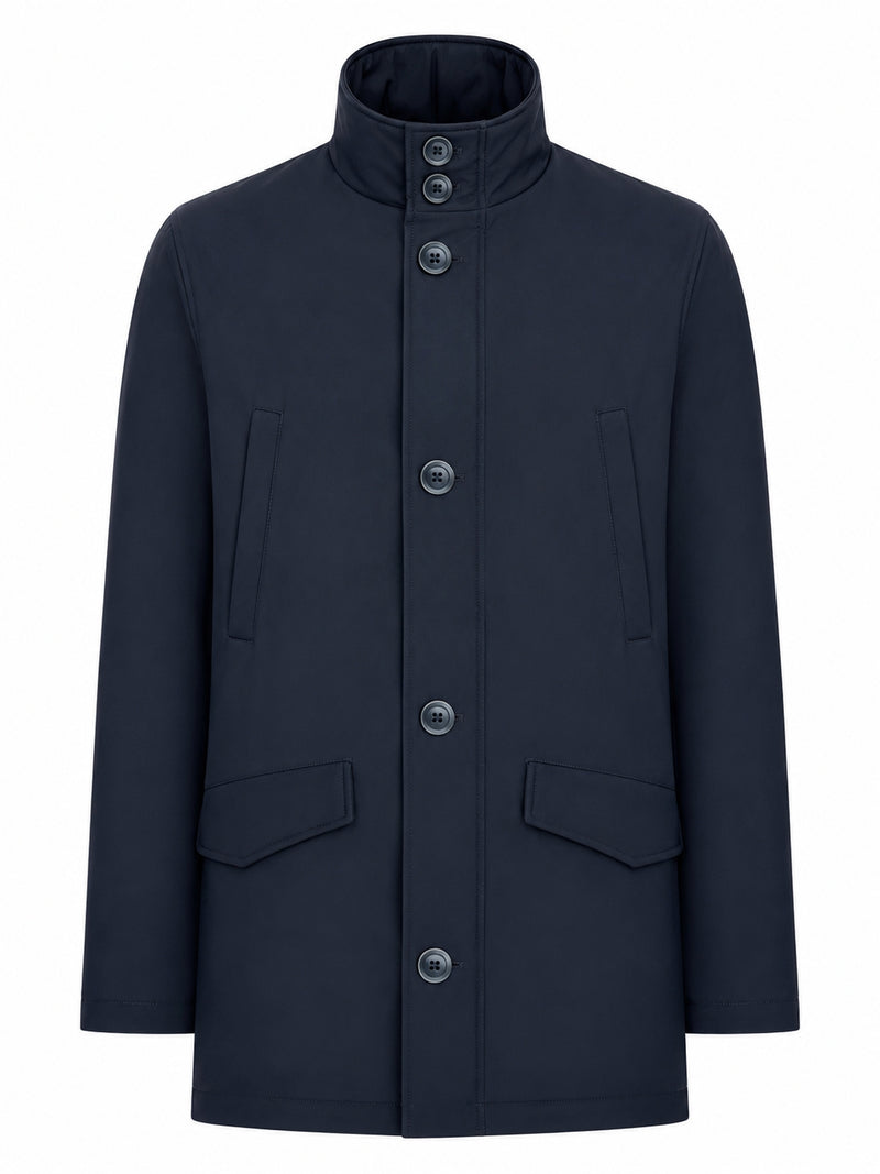 Herno Men Technical Fabric Coat With High Collar And Buttons HERNO