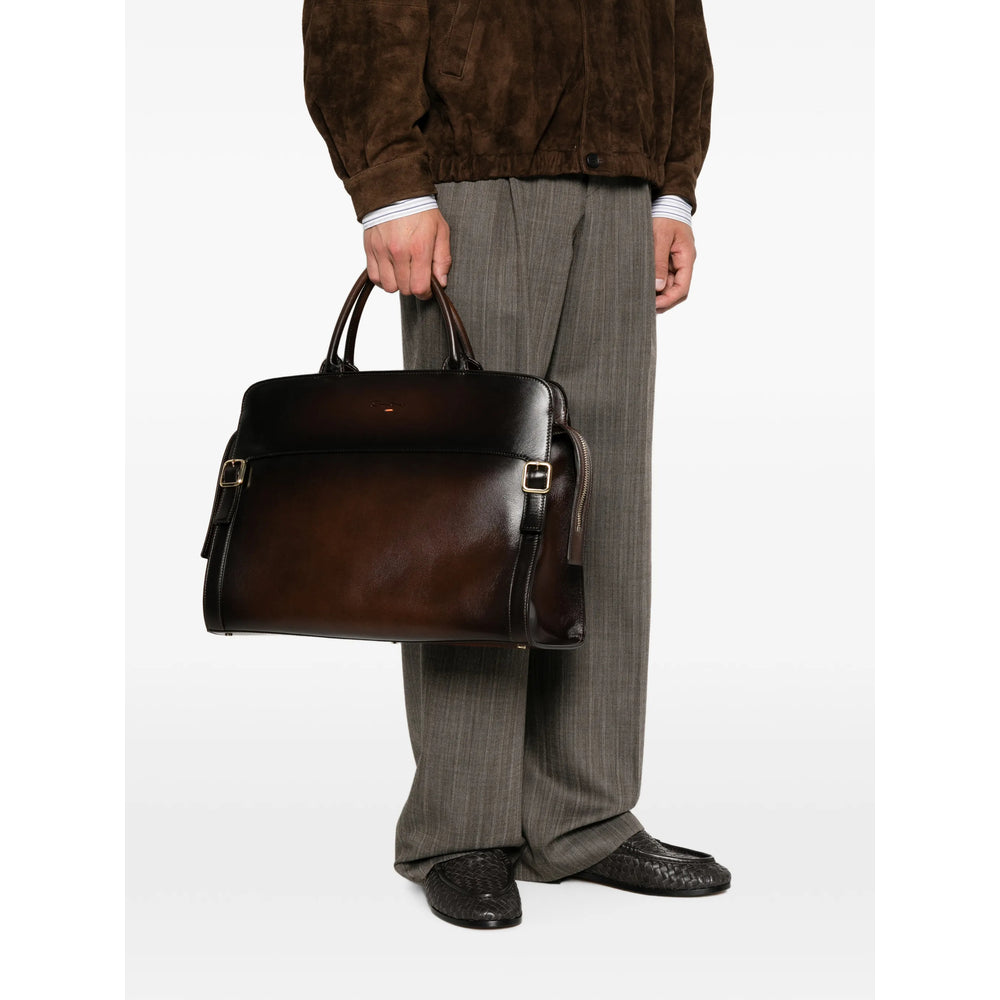 Santoni Brown Tote Bags Men SANTONI