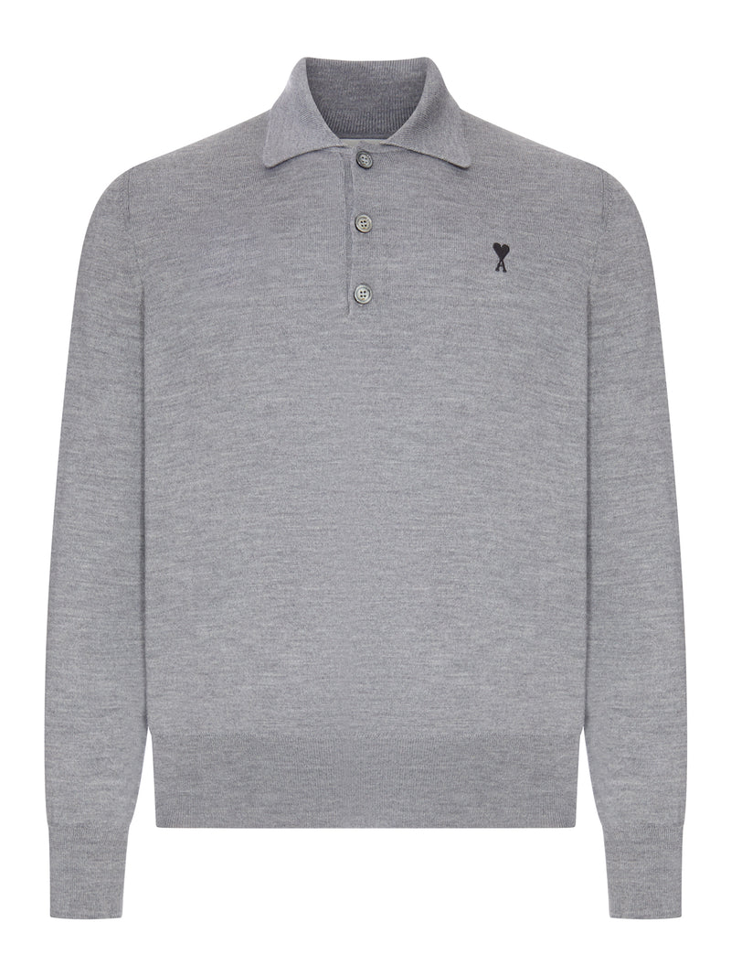 Ami Paris Men Ami De Coeur Wool Polo Shirt AMI PARIS