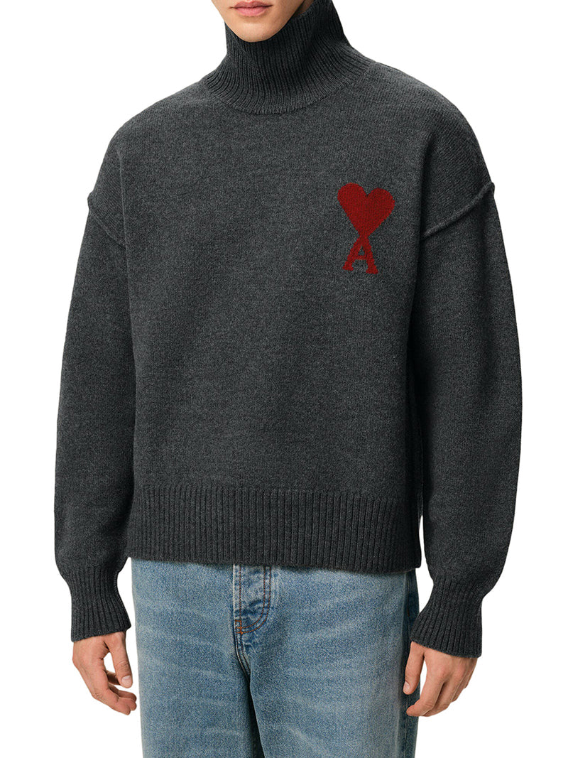 Ami Paris Men Ami De Coeur Wool High Neck Sweater AMI PARIS
