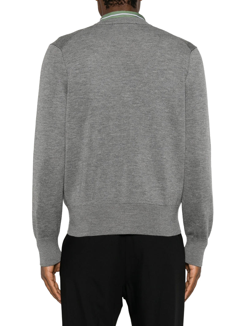 Ami Paris Men V-Neck Knit Cardigan With Embroidered Logo AMI PARIS