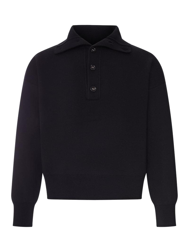 Ami Paris Men Wool Sweater With Polo Collar AMI PARIS