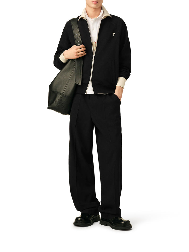 Ami Paris Men Black Wool Trousers With An Elasticated Waist AMI PARIS