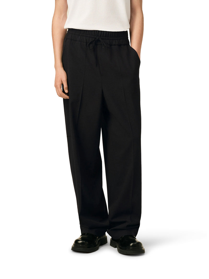 Ami Paris Men Black Wool Trousers With An Elasticated Waist AMI PARIS
