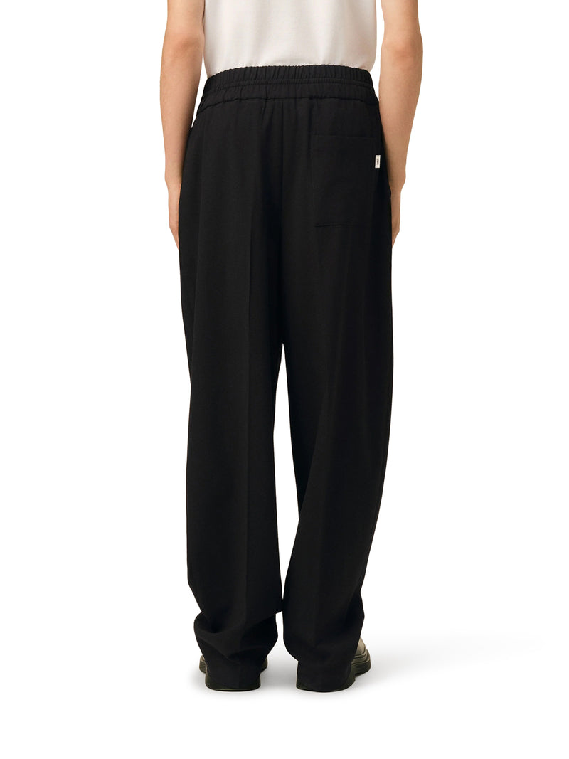 Ami Paris Men Black Wool Trousers With An Elasticated Waist AMI PARIS