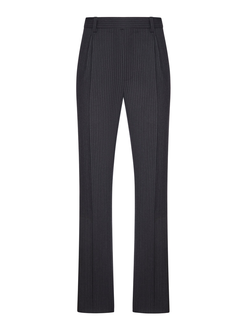 Saint Laurent Men Tapered Wool Trousers In A Herringbone Striped Pattern SAINT LAURENT