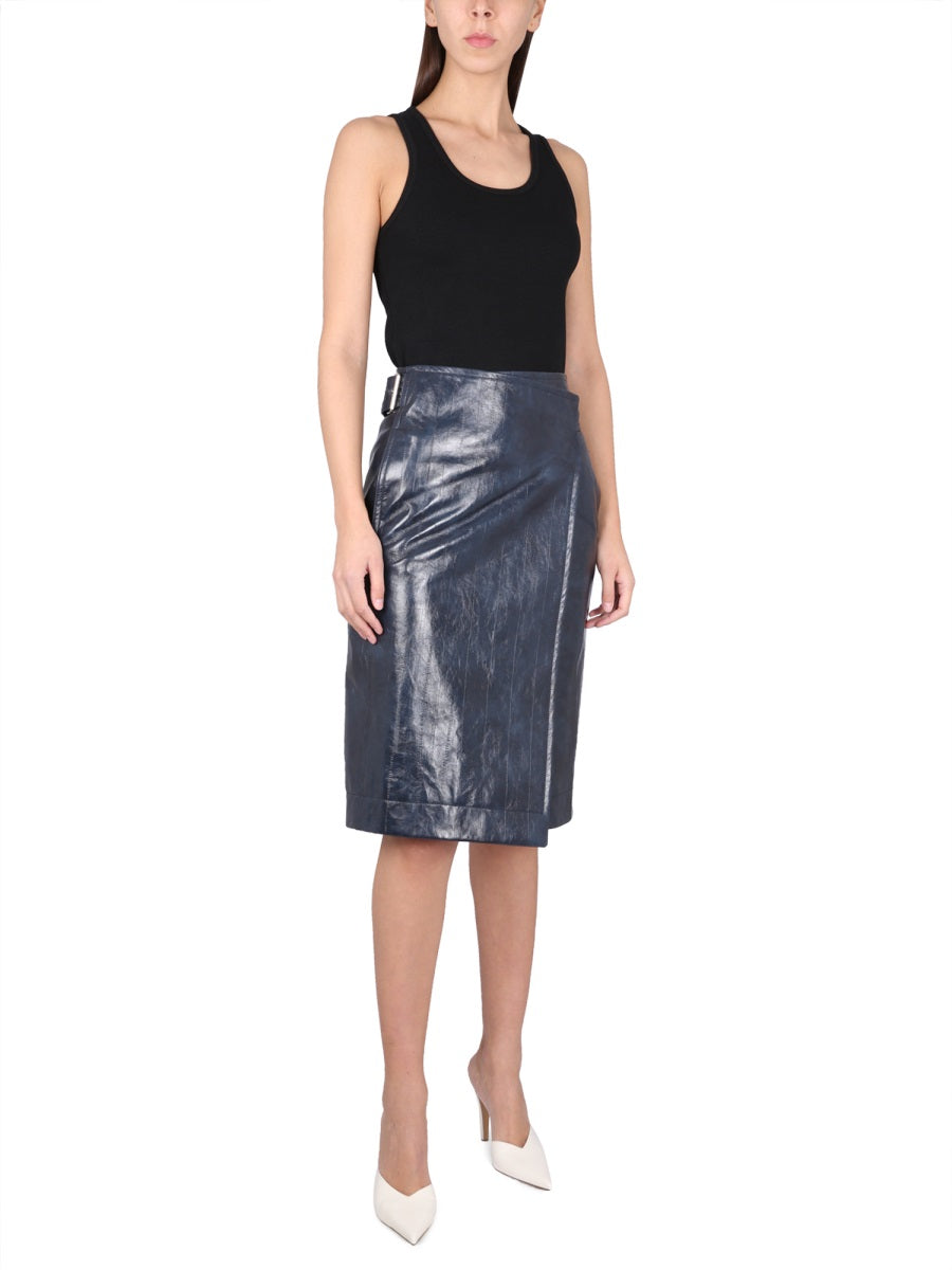 Bottega Veneta Women Leather Midi Skirt BOTTEGA VENETA