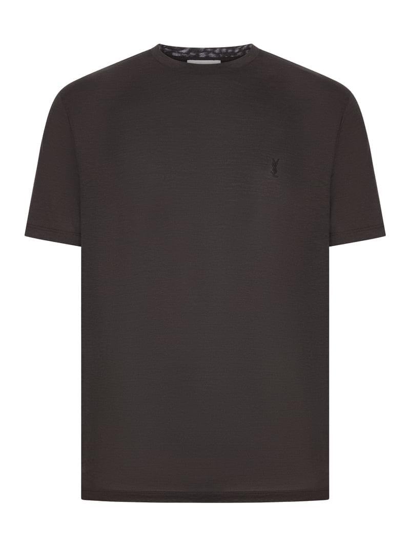 Saint Laurent Men Cassandre T-Shirt In Silk And Cotton SAINT LAURENT
