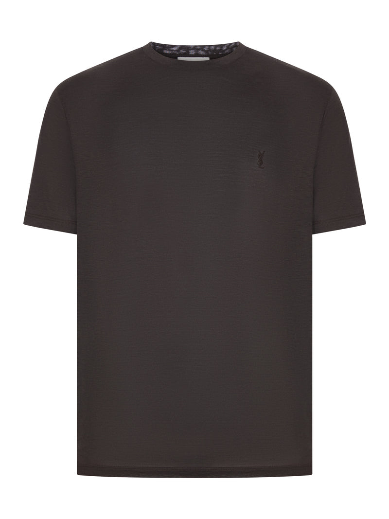 Saint Laurent Men Cassandre T-Shirt In Silk And Cotton SAINT LAURENT