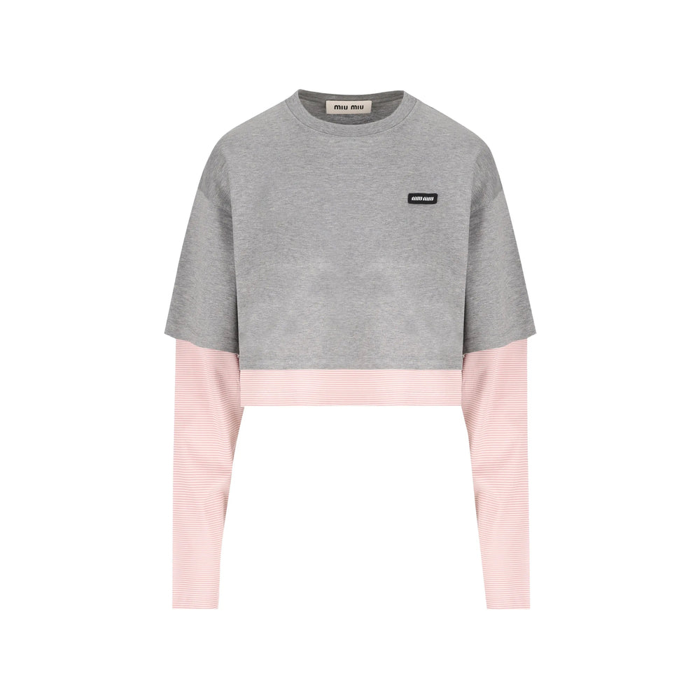 Miu Miu Grey Tops - T-Shirts & Jerseys Women MIU MIU