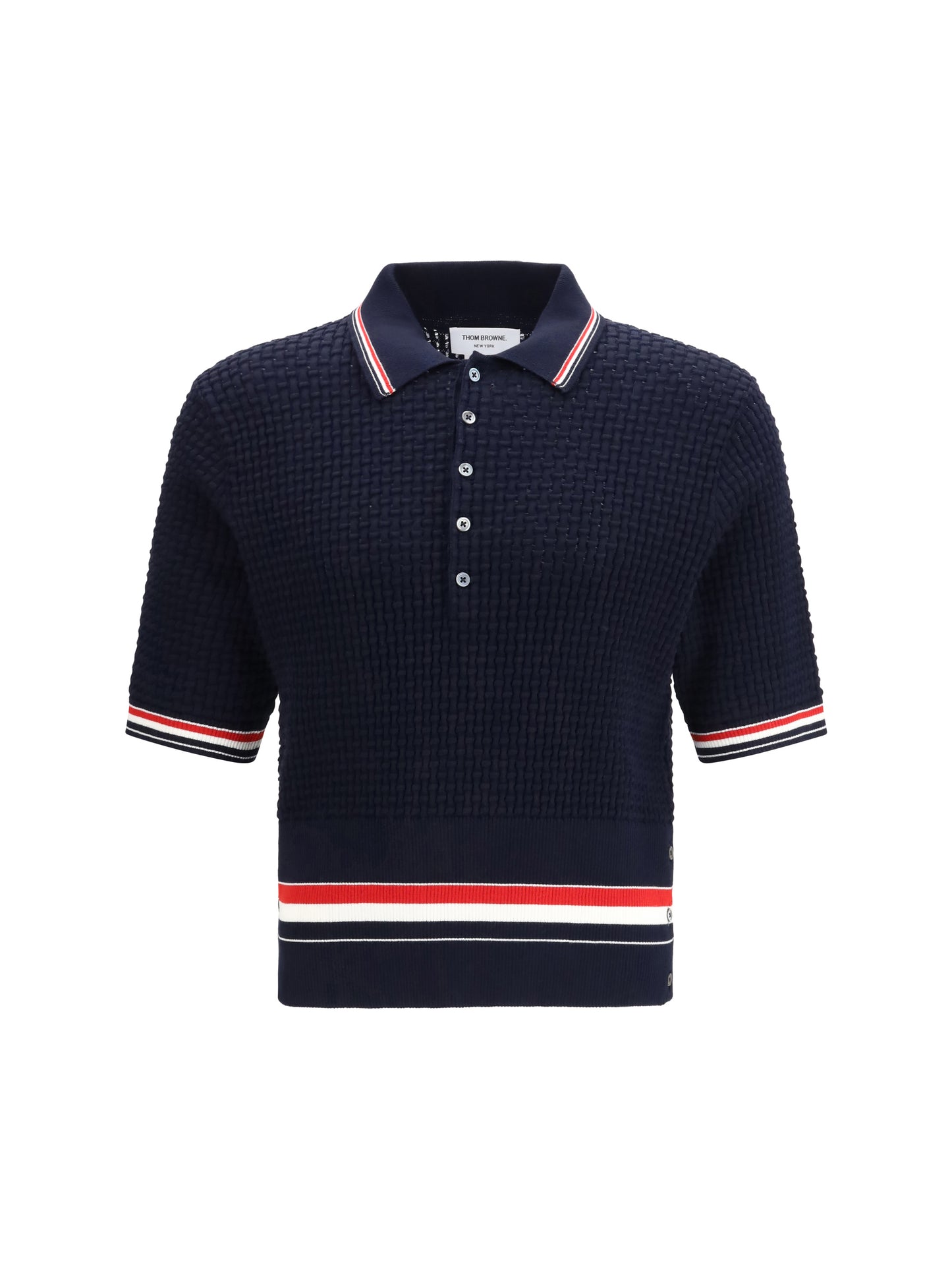 Thom Browne Men Woven Cotton Polo THOM BROWNE